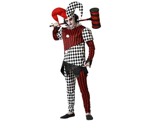 Atosa Harlekin-Kostüm, Halloween, weiß, schwarz, mit Mütze für Herren, Erwachsene, XS Atosa Harlekin-Kostüm, Halloween, weiß, schwarz, mit Mütze für Herren, Erwachsene, XS von ATOSA