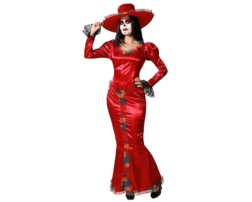 Atosa Mexikanisches Skelett-Kostüm für Erwachsene, Damen, Totenkopf, Horn, Tod, Kostüme für Halloween, Karneval, Themenpartys, inklusive Hut, langes Kleid, bequem und originell, M-L Atosa Mexikanisches Skelett-Kostüm für Erwachsene, Damen, Totenkopf, Horn, Tod, Kostüme für Halloween, Karneval, Themenpartys, inklusive Hut, langes Kleid, bequem und originell, M-L von ATOSA