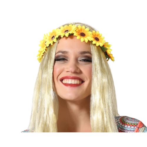 Atosa Haarreif mit gelben Hippie-Blüten im 60er-Jahre-Stil von ATOSA