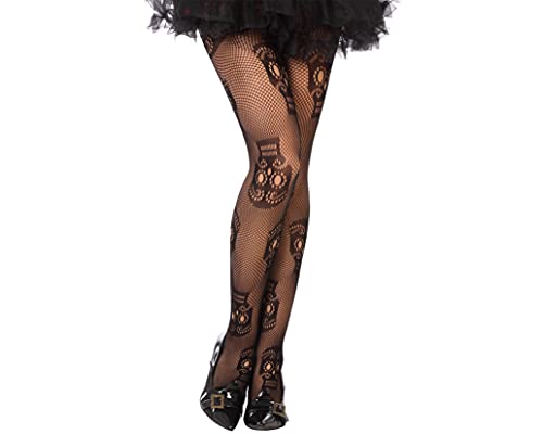 Atosa Strumpfhose Halloween Gitter Totenköpfe Damen Erwachsene von ATOSA