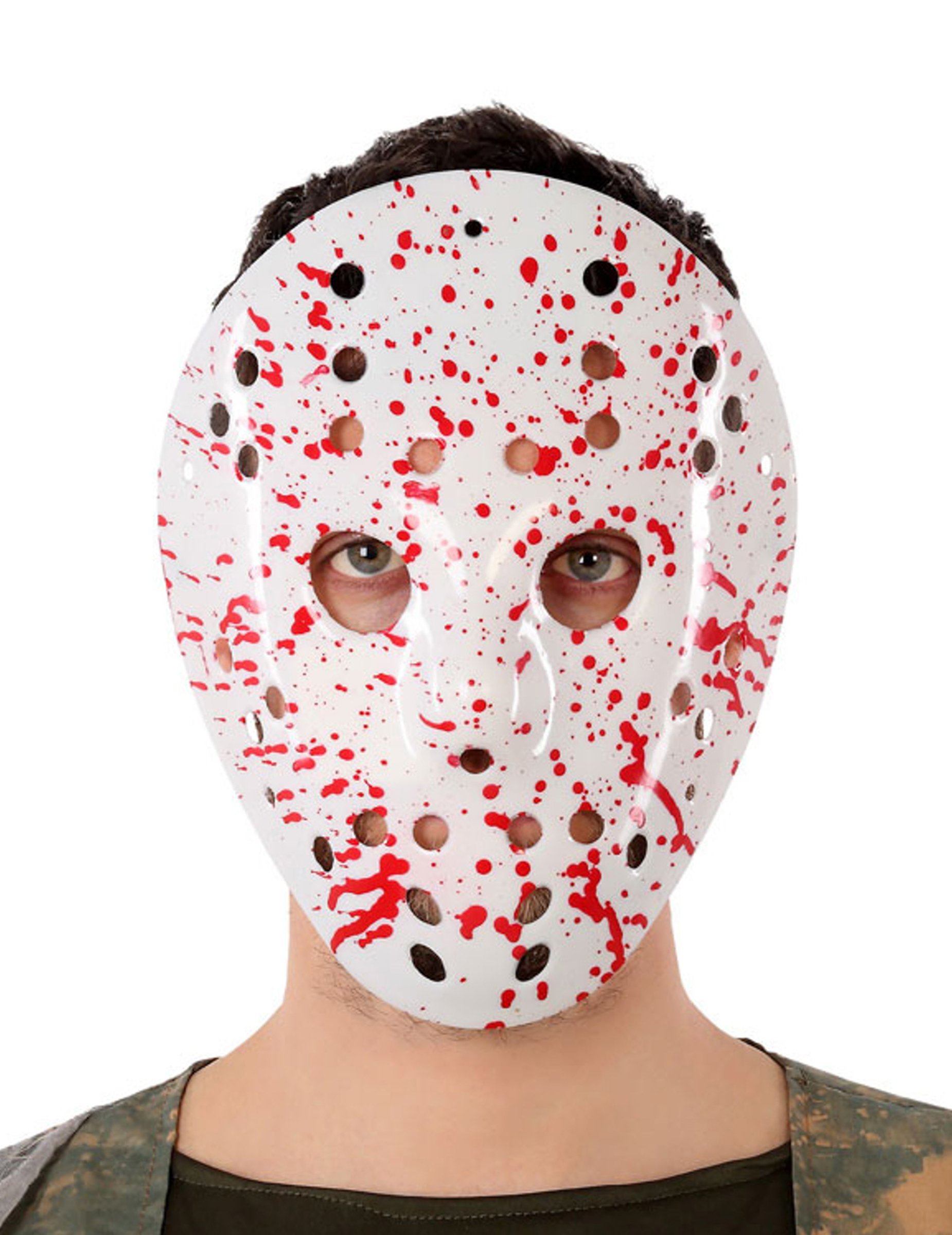 Blutige Hockey-Maske Halloween-Maske weiss-rot von ATOSA