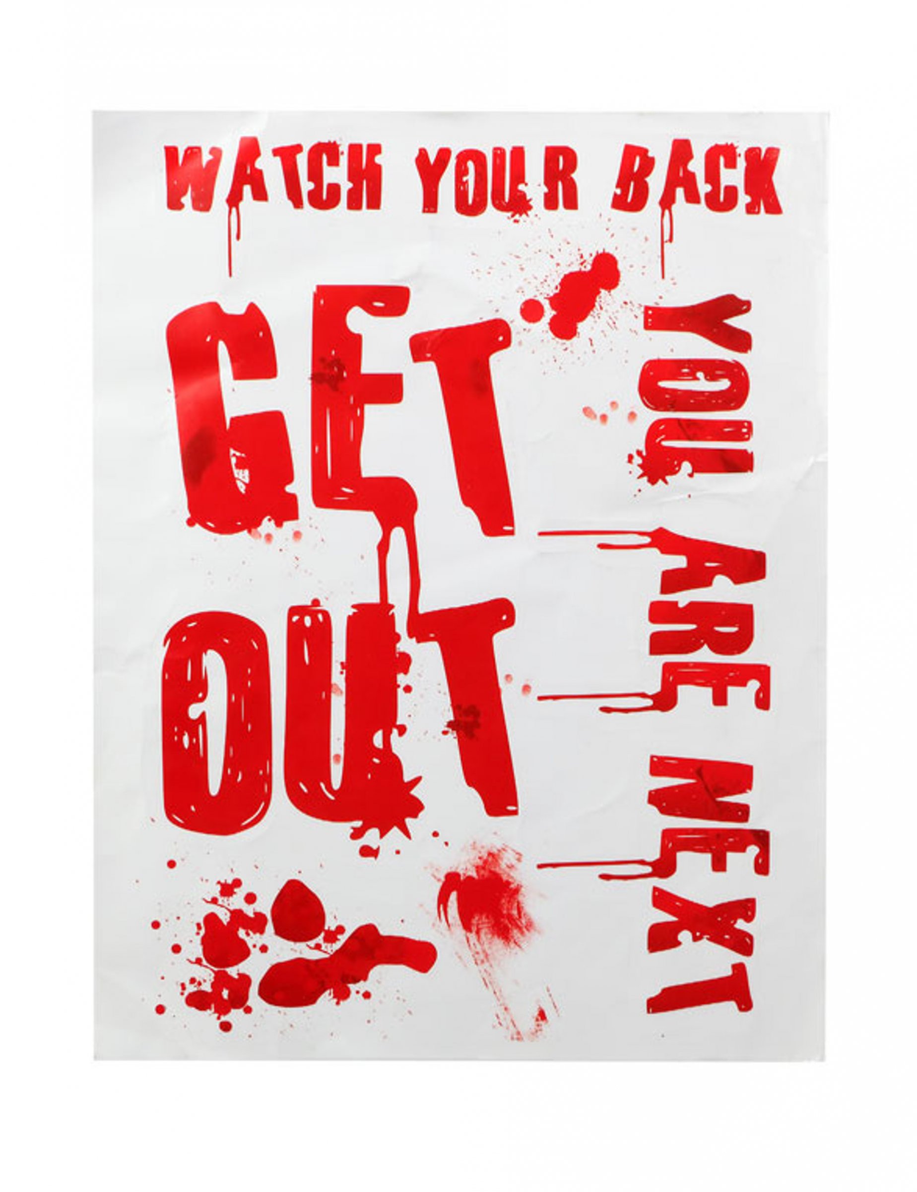 Blutiges Poster für Halloween Get out weiss-rot 42 x 19 cm Blutiges Poster für Halloween Get out weiss-rot 42 x 19 cm von ATOSA
