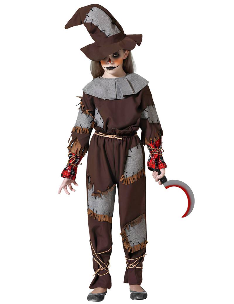 Blutiges Vogelscheuchen Mädchenkostüm braun rot von ATOSA