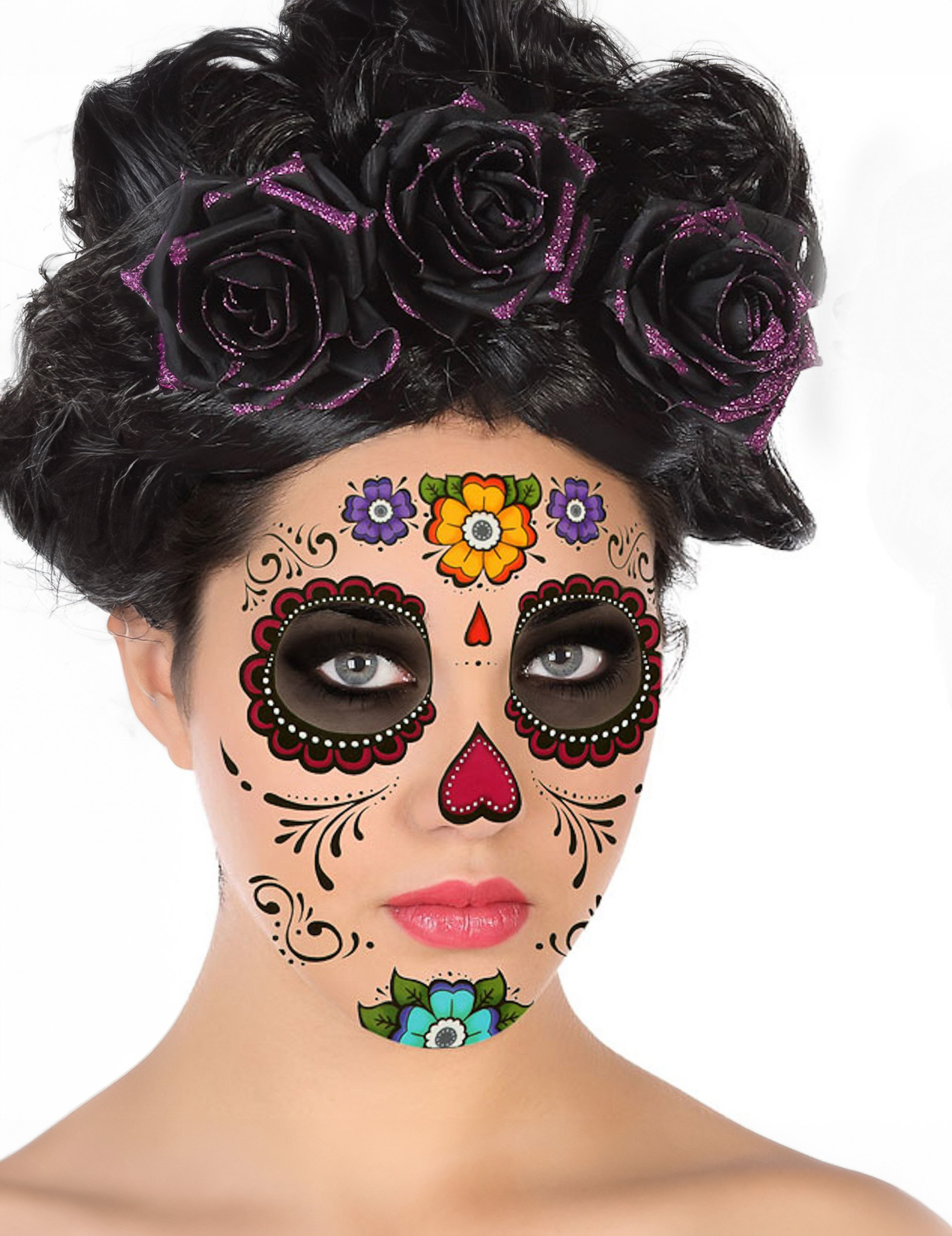 Día de los Muertos-Gesichtstattoos Make-up bunt von ATOSA