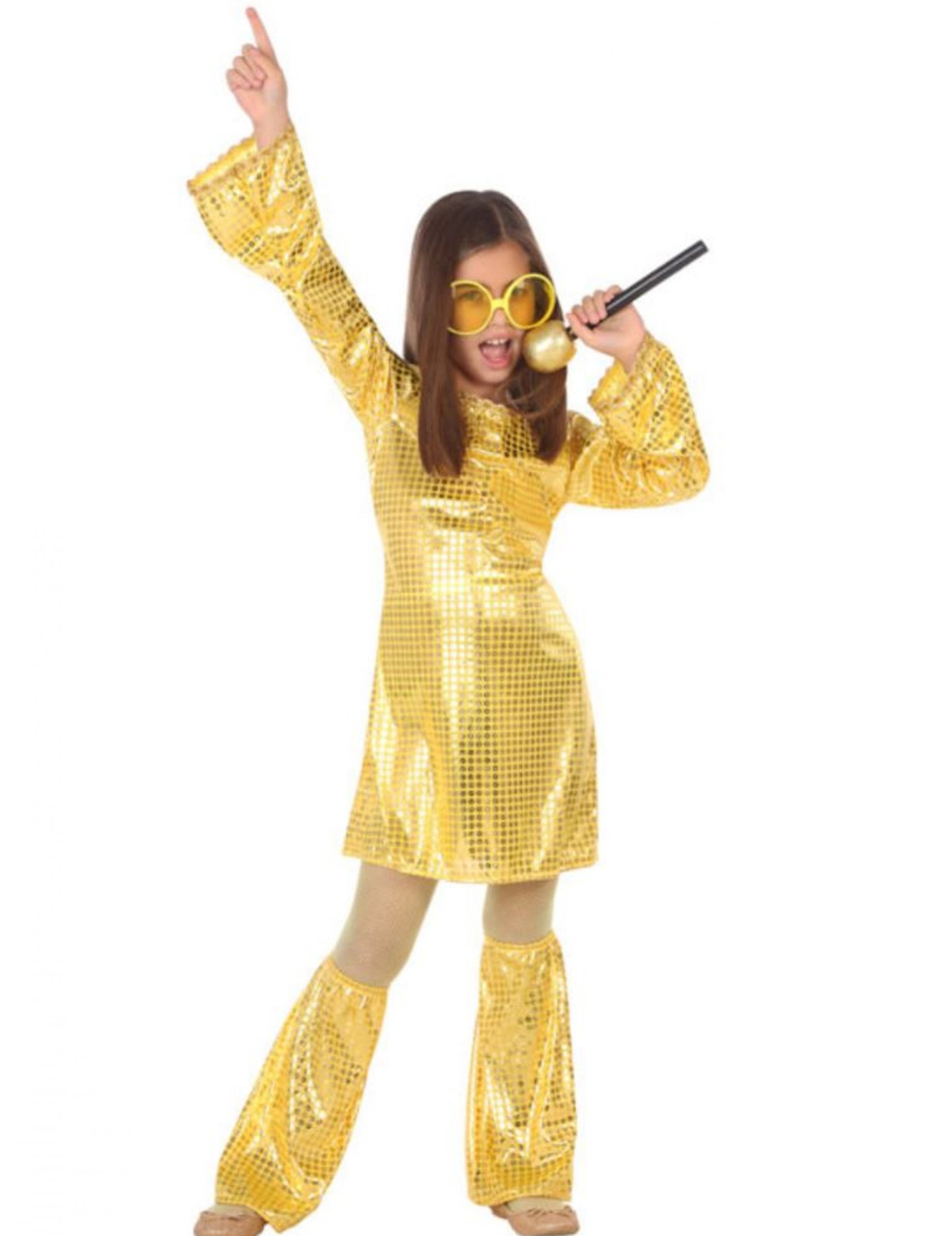 Disco-Queen-Kostüm für Mädchen goldfarben Disco-Queen-Kostüm für Mädchen goldfarben von ATOSA