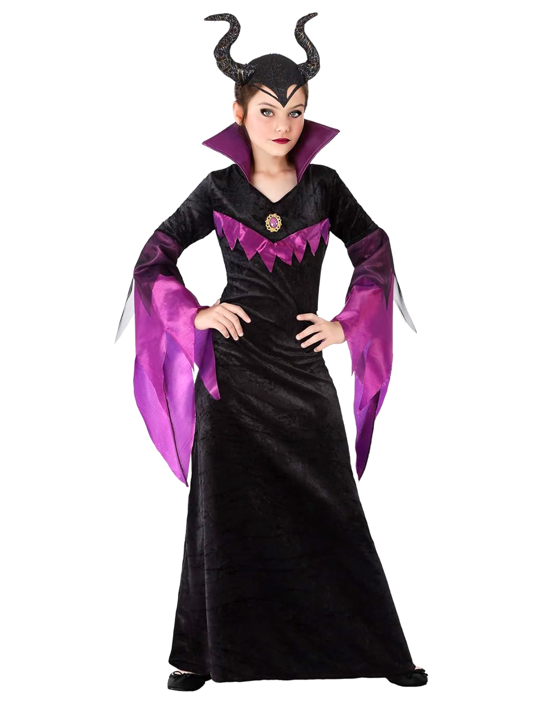 Dunkles Fee-Kostüm für Mädchen Halloweenkostüm schwarz-violett Dunkles Fee-Kostüm für Mädchen Halloweenkostüm schwarz-violett von ATOSA