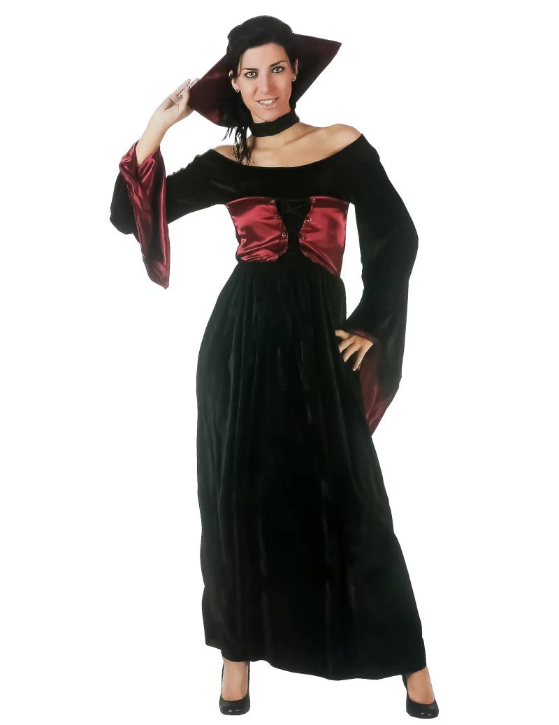 Edle Vampir-Lady Halloween Kostüm für Damen schwarz-rot Edle Vampir-Lady Halloween Kostüm für Damen schwarz-rot von ATOSA