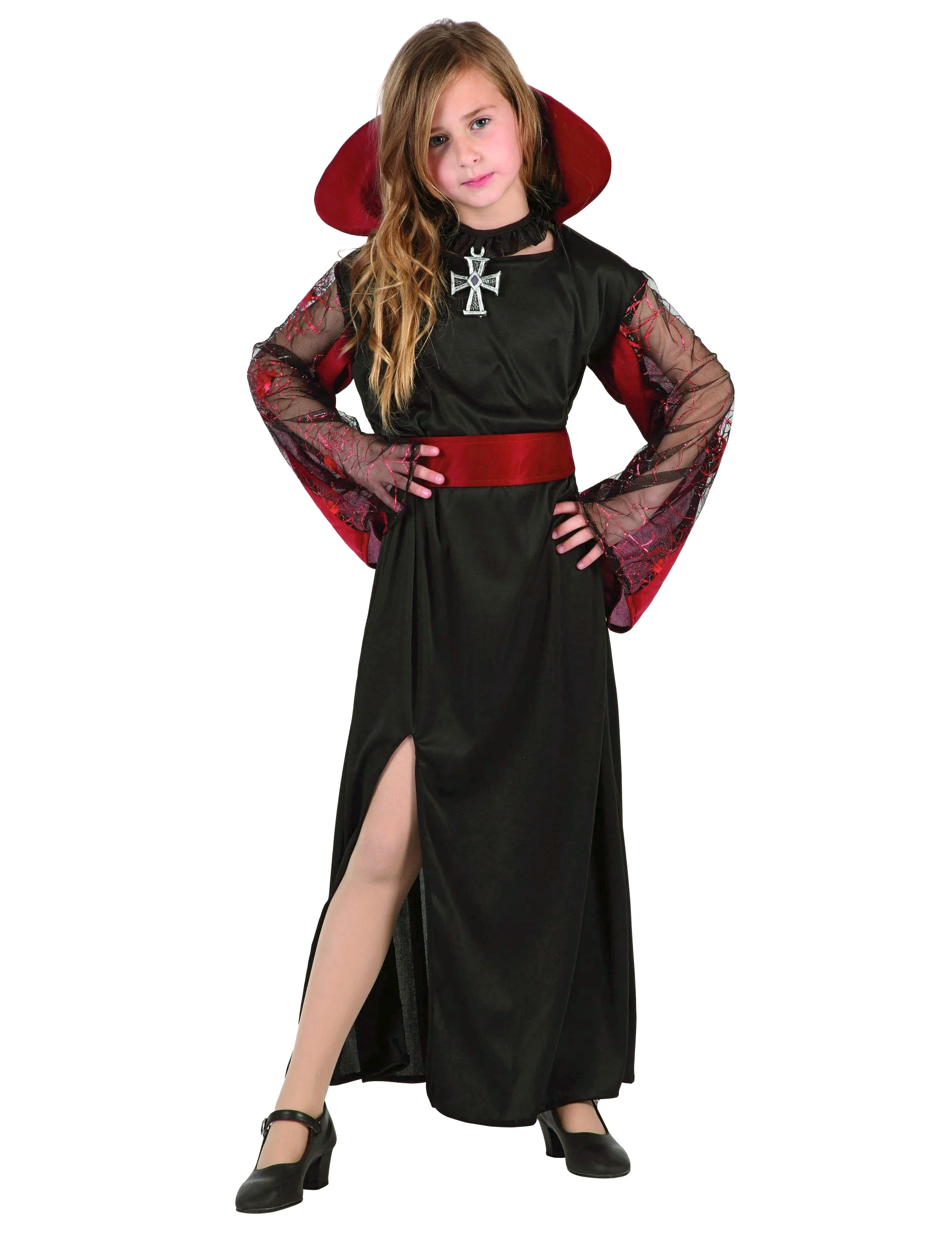 Edle Vampirlady Halloween Kinderkostüm schwarz-rot Edle Vampirlady Halloween Kinderkostüm schwarz-rot von ATOSA