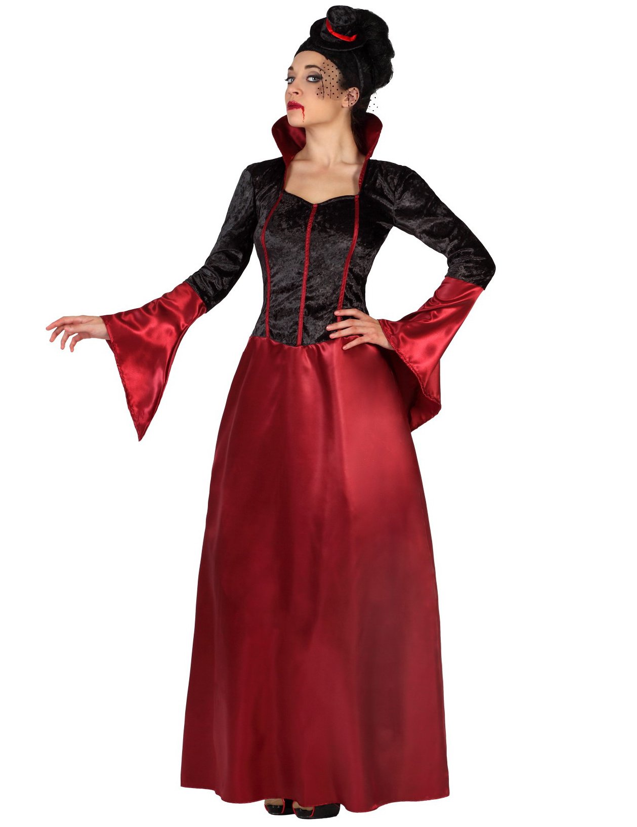 Elegante Vampirin Halloween-Damenkostüm schwarz-rot Elegante Vampirin Halloween-Damenkostüm schwarz-rot von ATOSA