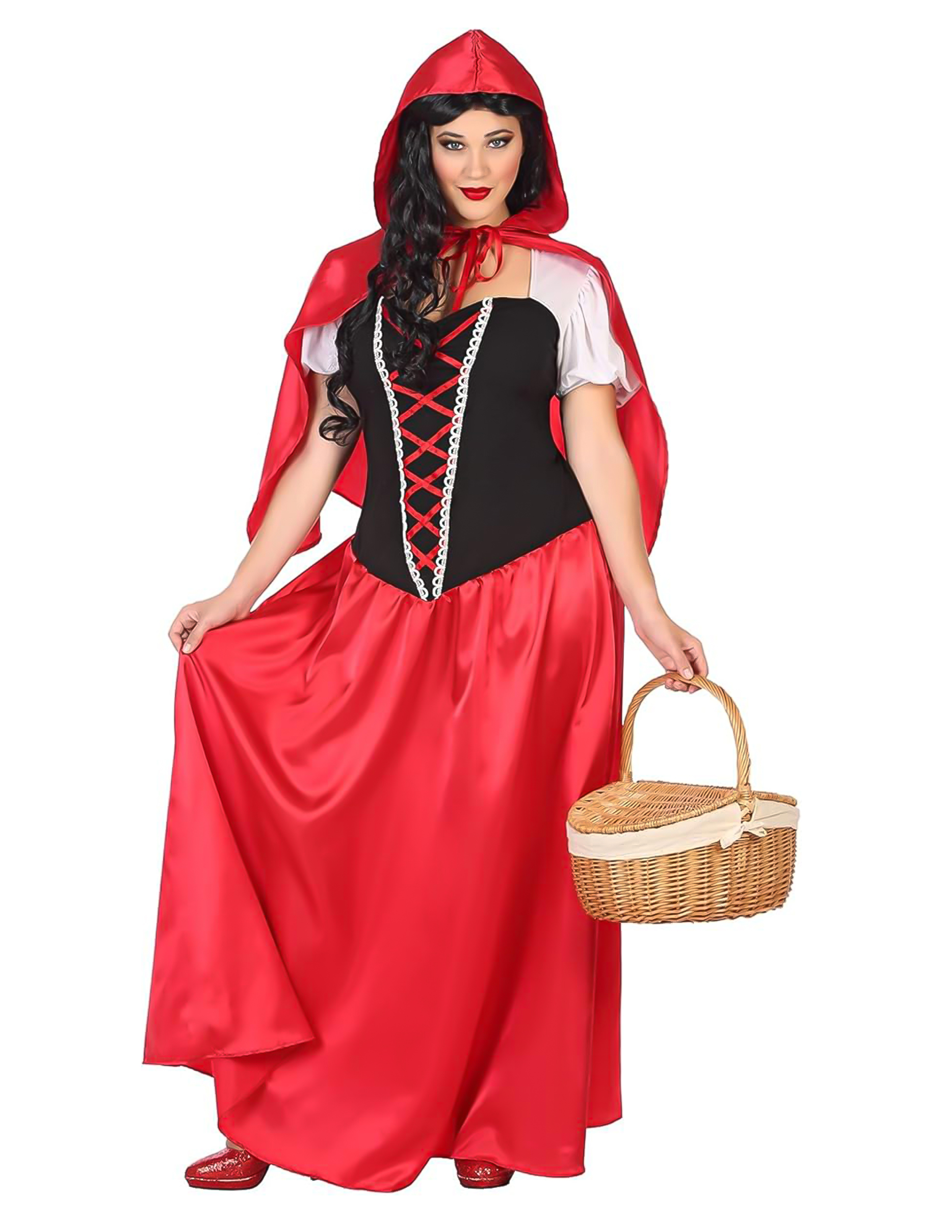 Elegantes Rotkäppchen Kleid Damen Kostüm rot-schwarz-weiss Elegantes Rotkäppchen Kleid Damen Kostüm rot-schwarz-weiss von ATOSA