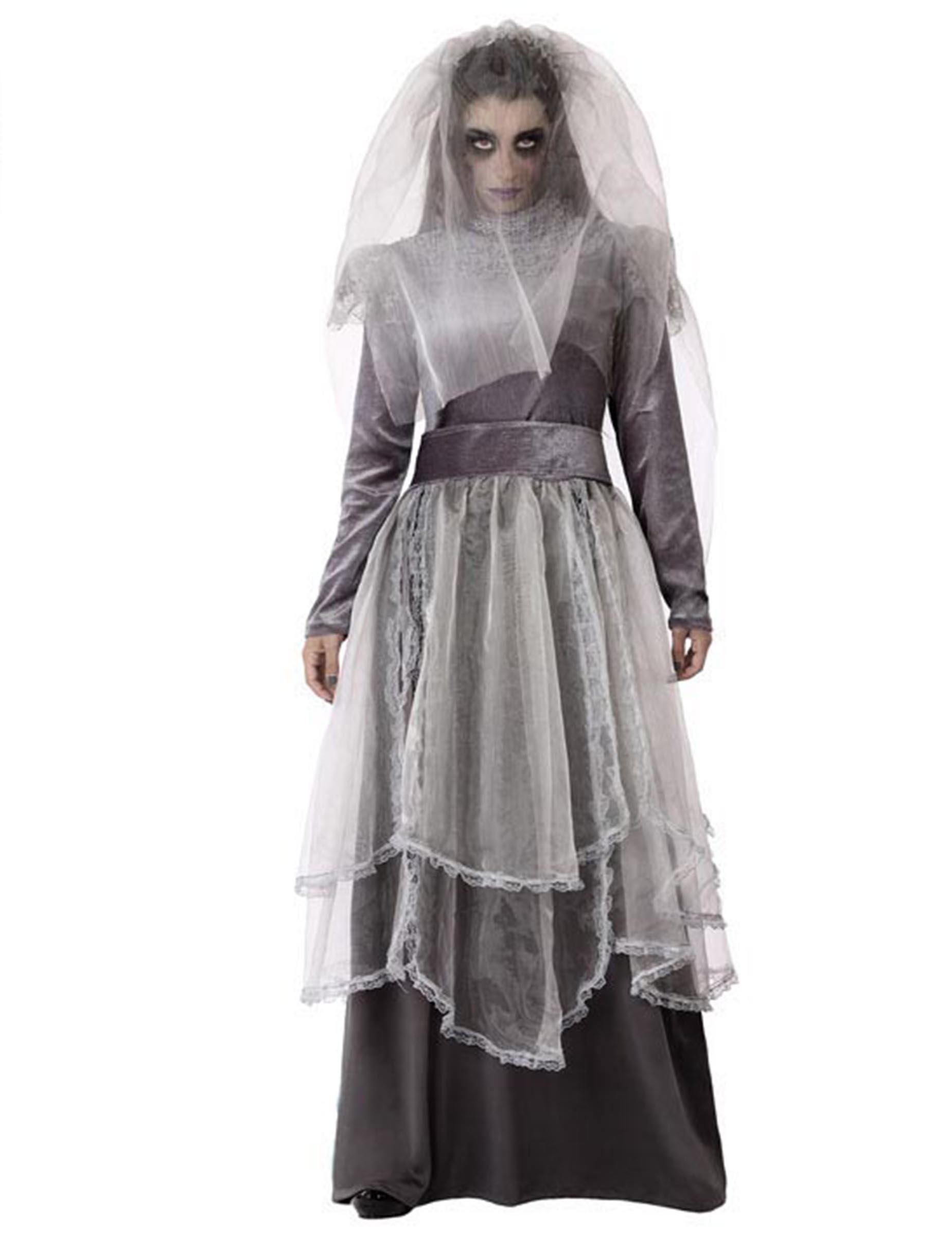 Geisterbraut-Kostüm für Damen Halloweenkostüm grau Geisterbraut-Kostüm für Damen Halloweenkostüm grau von ATOSA