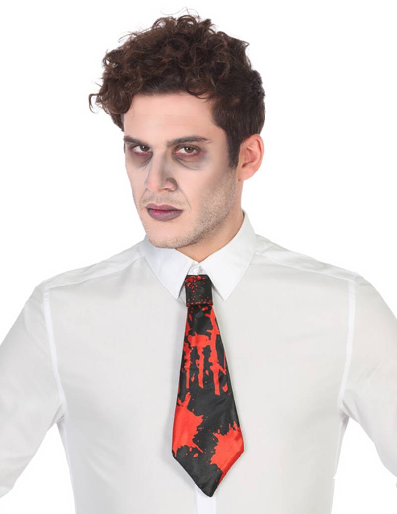 Halloween-Krawatte blutige Krawatte schwarz-rot 31cm von ATOSA