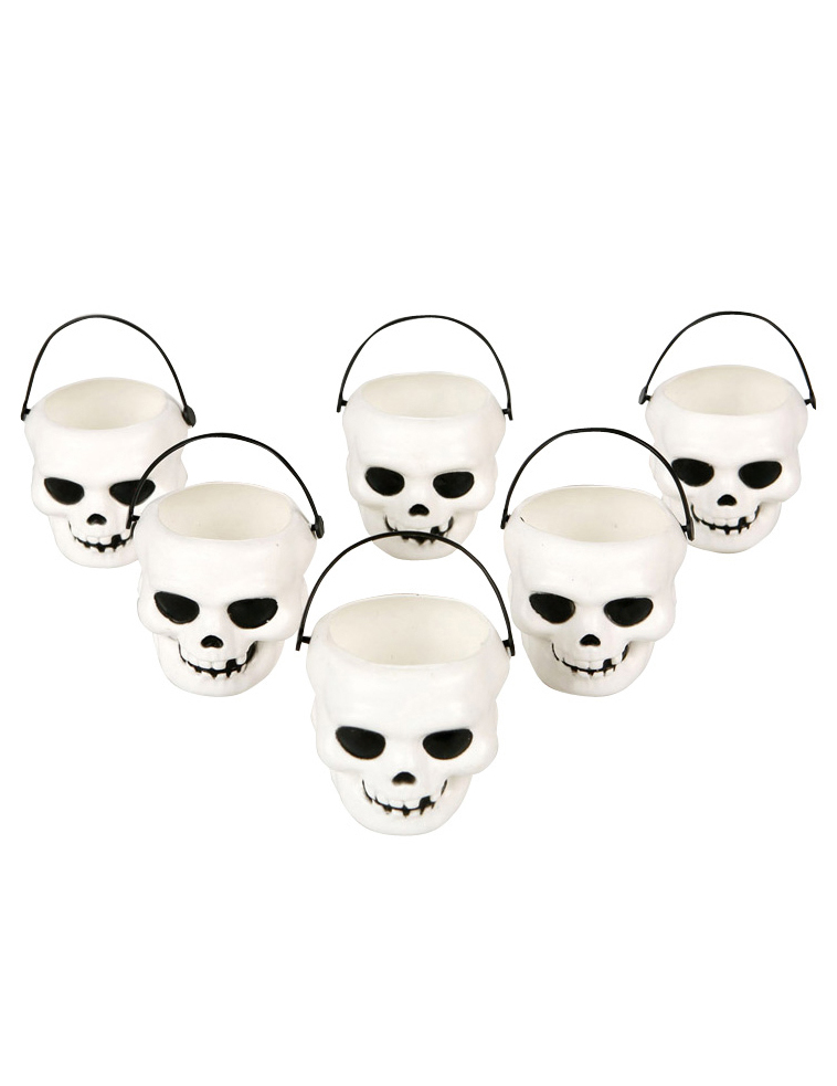 Halloween Totenkopf-Eimer Party-Deko 6 Stück weiss-schwarz 5,5x6,5cm Halloween Totenkopf-Eimer Party-Deko 6 Stück weiss-schwarz 5,5x6,5cm von ATOSA