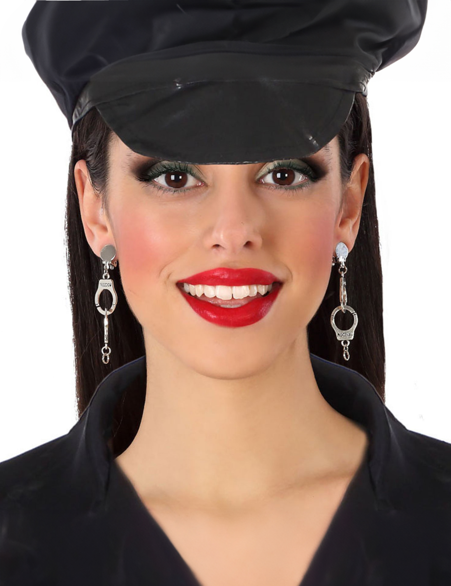 Handschellen-Ohrclips Kostümaccessoire für Karneval silberfarben Handschellen-Ohrclips Kostümaccessoire für Karneval silberfarben von ATOSA