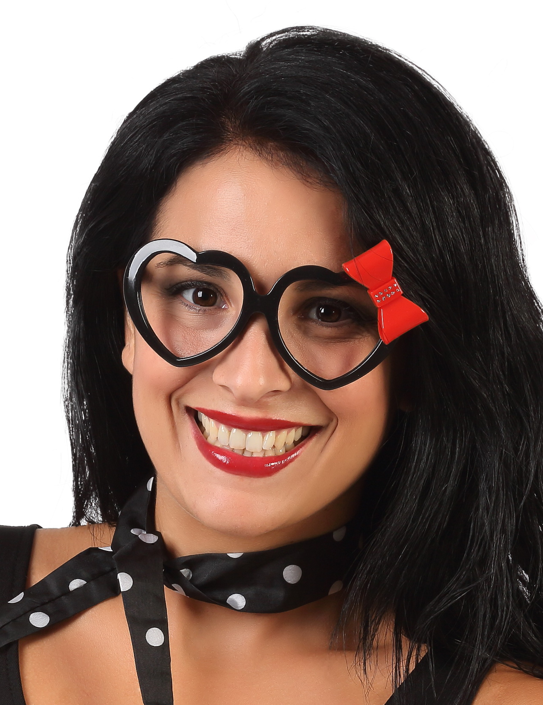 Herzförmige Brille für Erwachsene schwarz-rot Herzförmige Brille für Erwachsene schwarz-rot von ATOSA