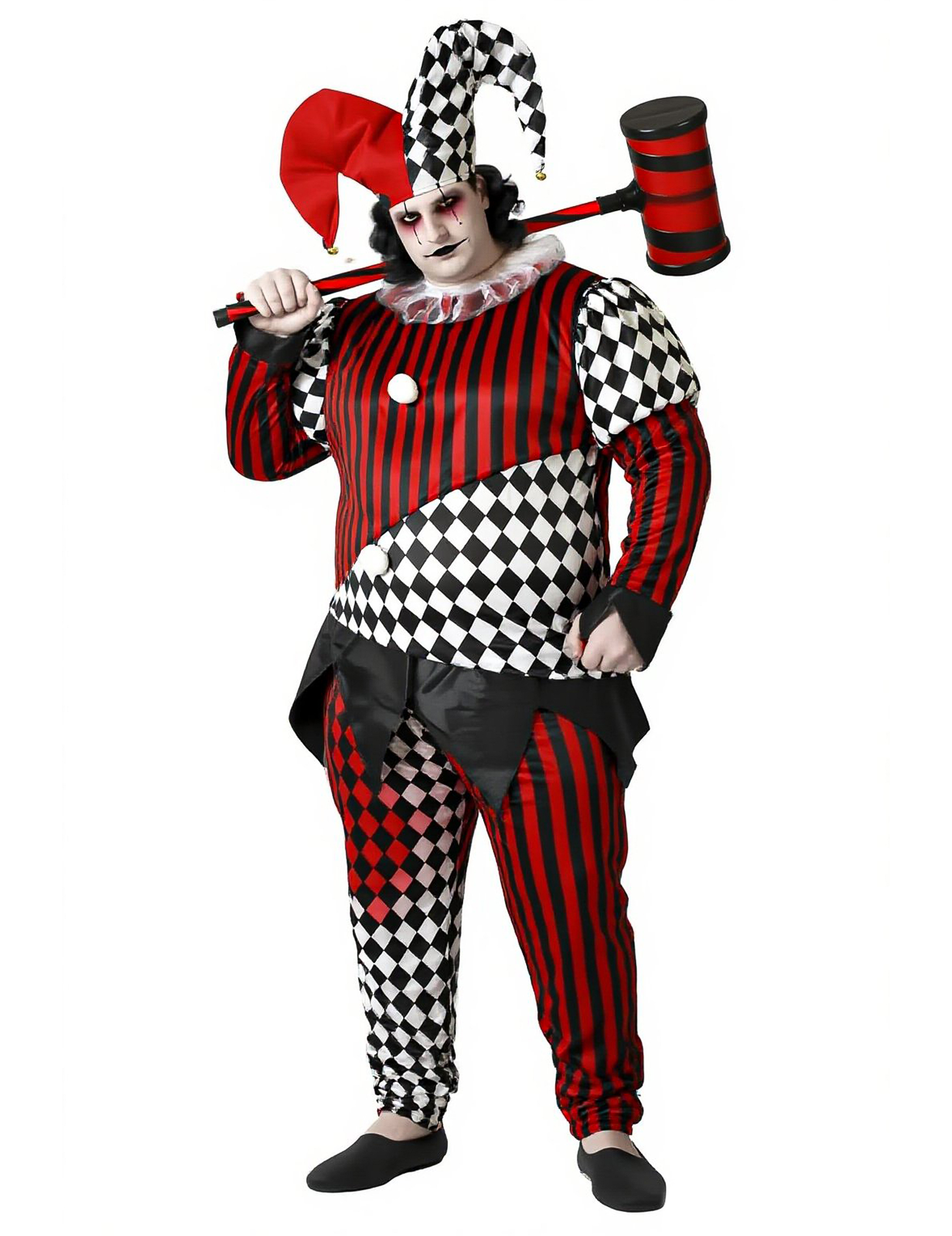 Horror Harlekin Kostüm für Herren in Übergröße schwarz rot Horror Harlekin Kostüm für Herren in Übergröße schwarz rot von ATOSA