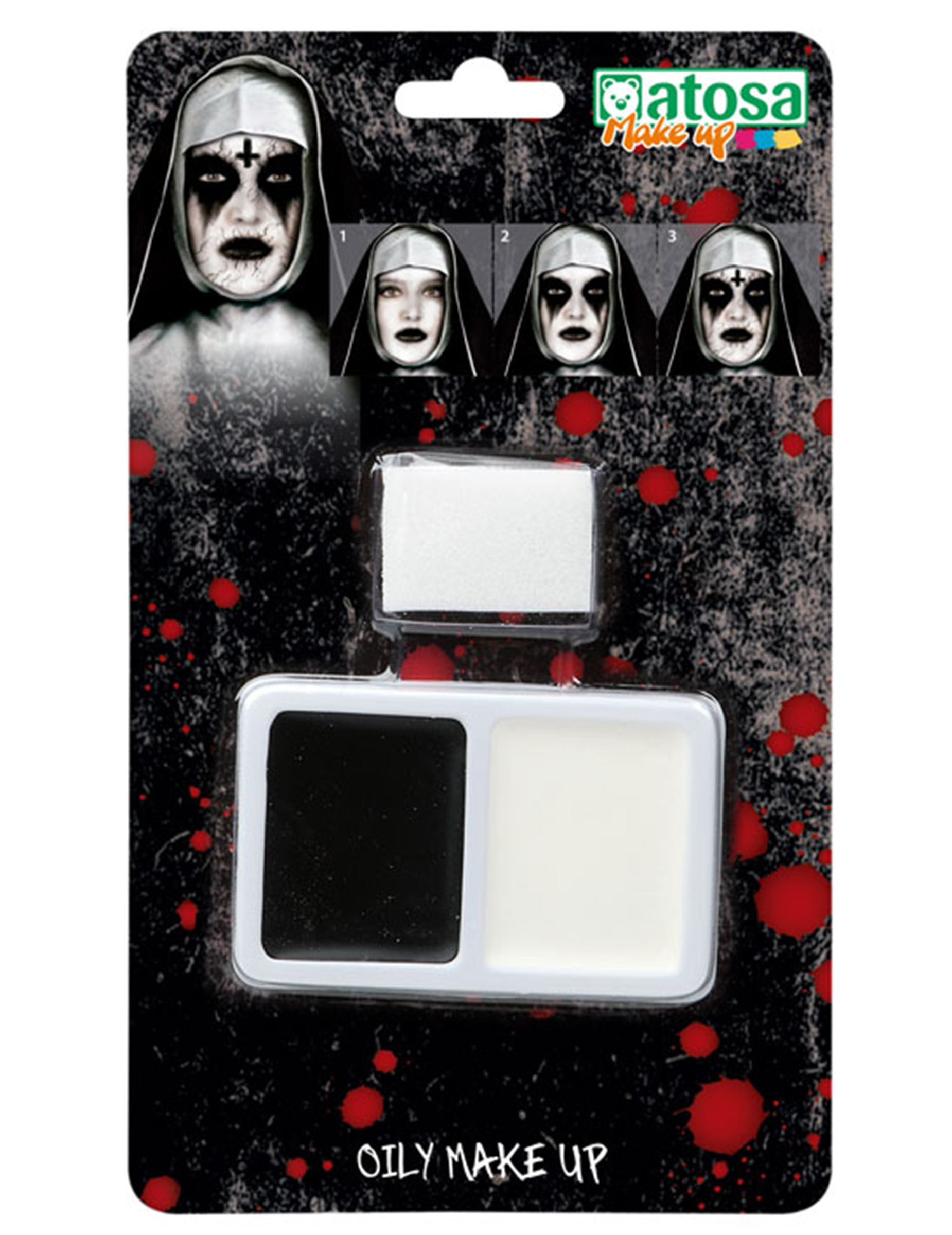 Horrornonnen Make-up für Halloween 2-teilig schwarz-weiß Horrornonnen Make-up für Halloween 2-teilig schwarz-weiß von ATOSA