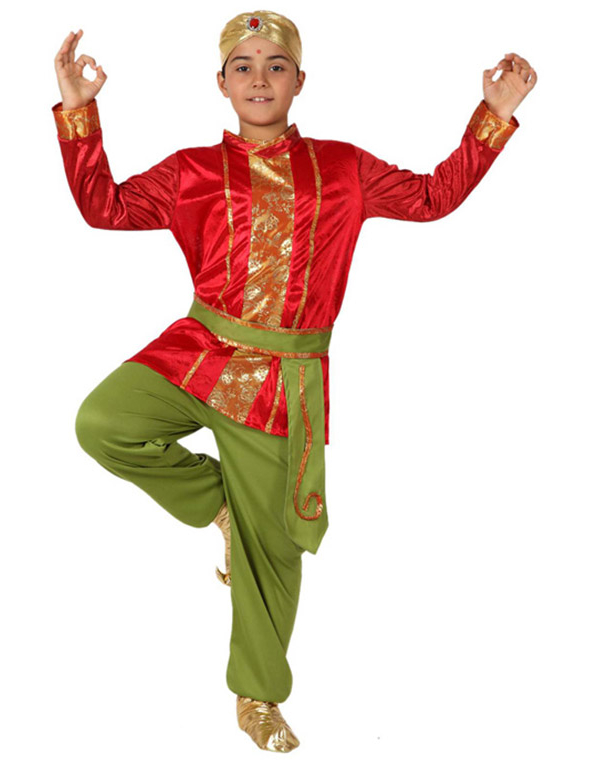 Indischer Junge hochwertiges Kostüm in Grün und Rot mit Verzierungen in Gold Indischer Junge hochwertiges Kostüm in Grün und Rot mit Verzierungen in Gold von ATOSA