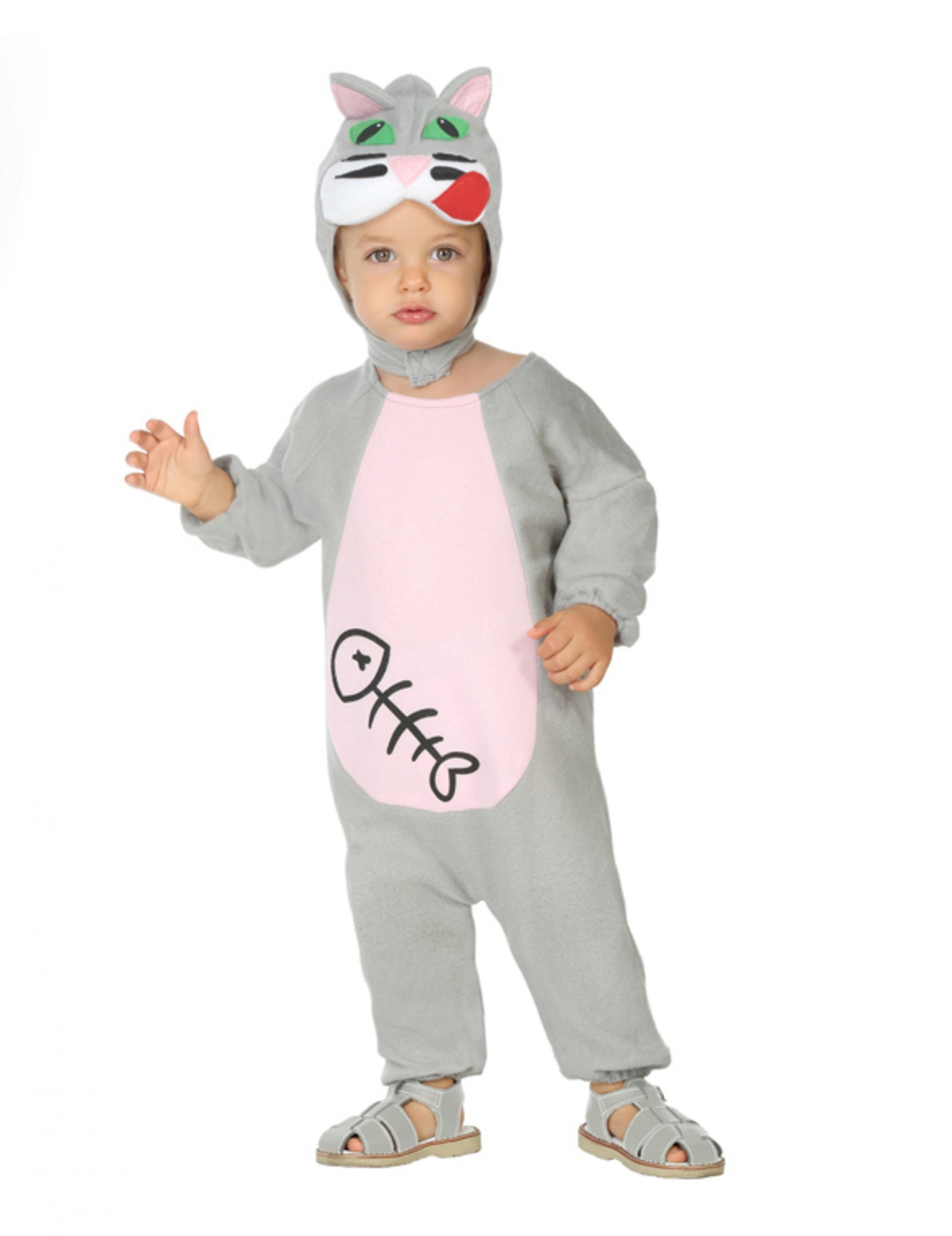 Katzen-Kostüm für Babys Faschingskostüm grau-rosa von ATOSA