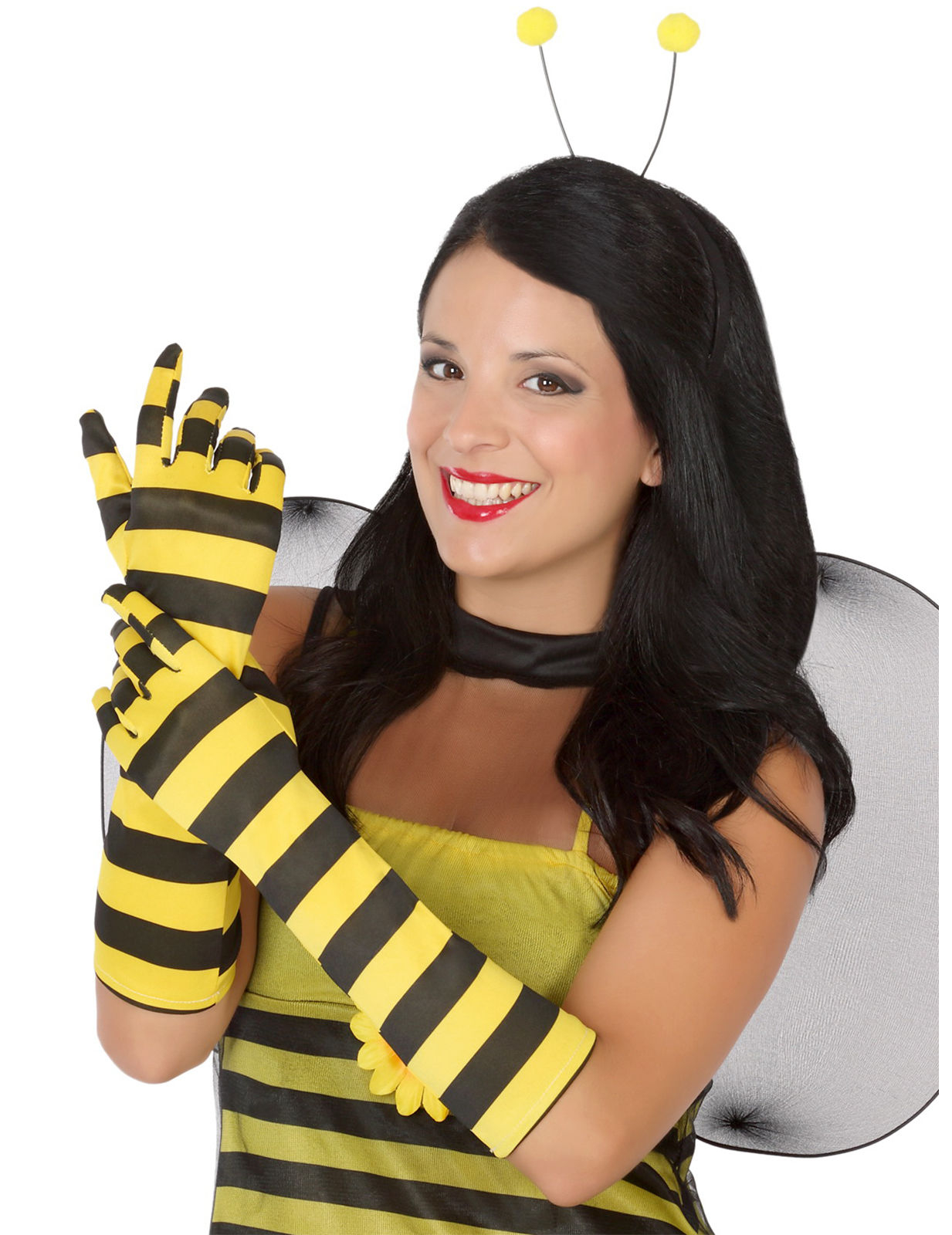 Lange Handschuhe mit Bienenmuster gelb-schwarz Lange Handschuhe mit Bienenmuster gelb-schwarz von ATOSA