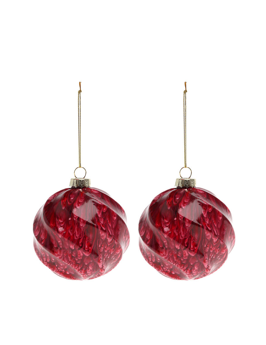 Marmorierte Christbaumkugeln aus Glas 2 Stück rot 8 cm Marmorierte Christbaumkugeln aus Glas 2 Stück rot 8 cm von ATOSA