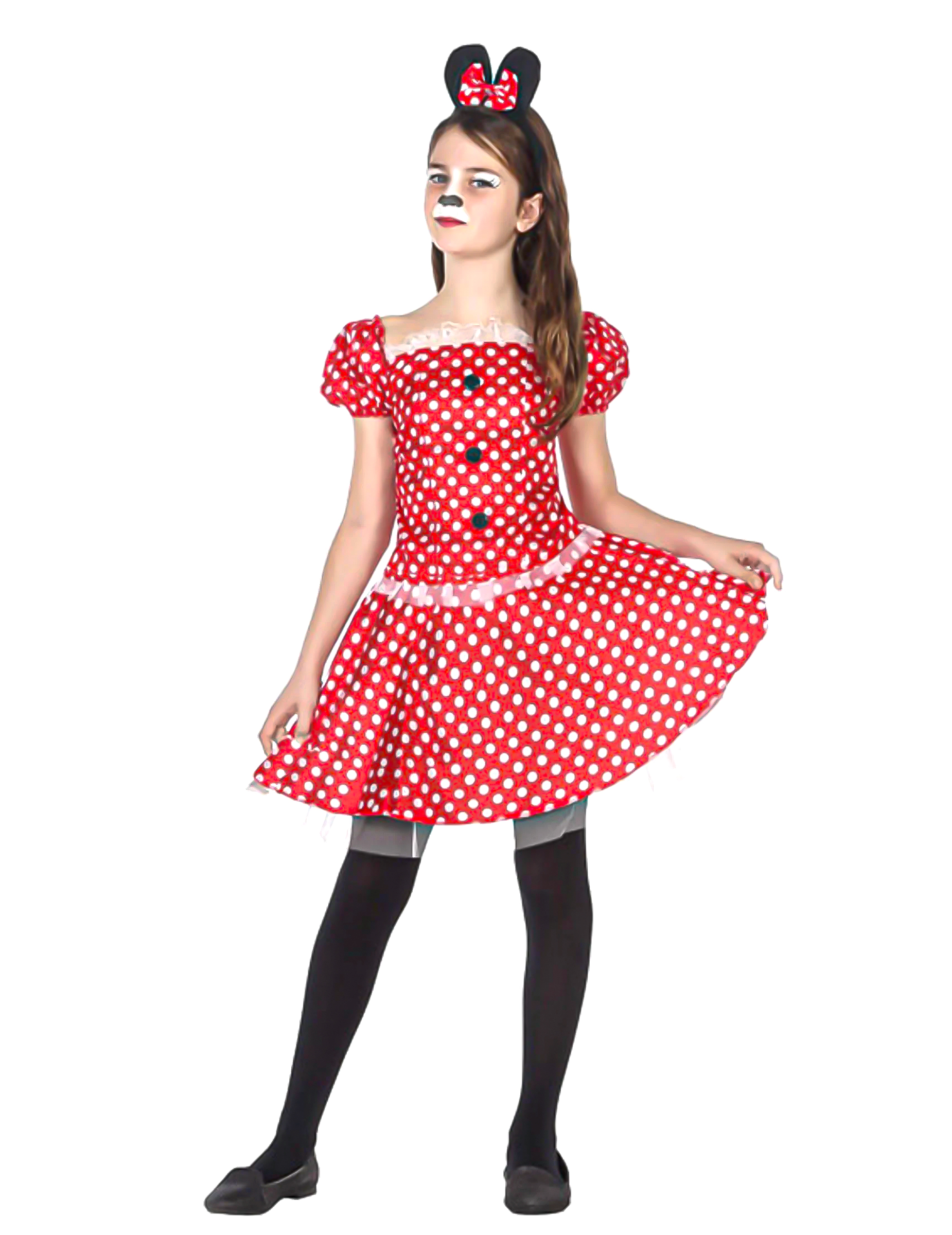 Maus-Kostüm für Mädchen Faschingskostüm rot-weiss-schwarz Maus-Kostüm für Mädchen Faschingskostüm rot-weiss-schwarz von ATOSA