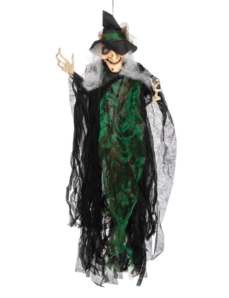 Nachtleuchtende Hexen-Puppe zum Aufhängen Halloween-Deko schwarz-grün 110cm von ATOSA