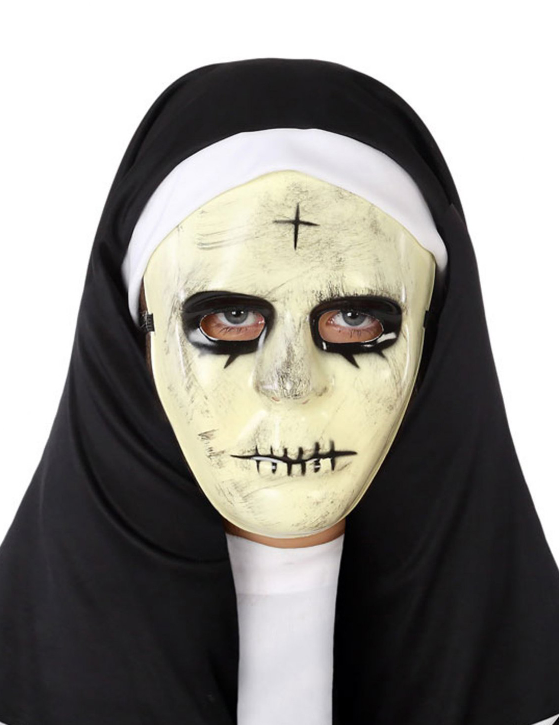Nonnen-Maske Halloween-Maske weiss-schwarz Nonnen-Maske Halloween-Maske weiss-schwarz von ATOSA