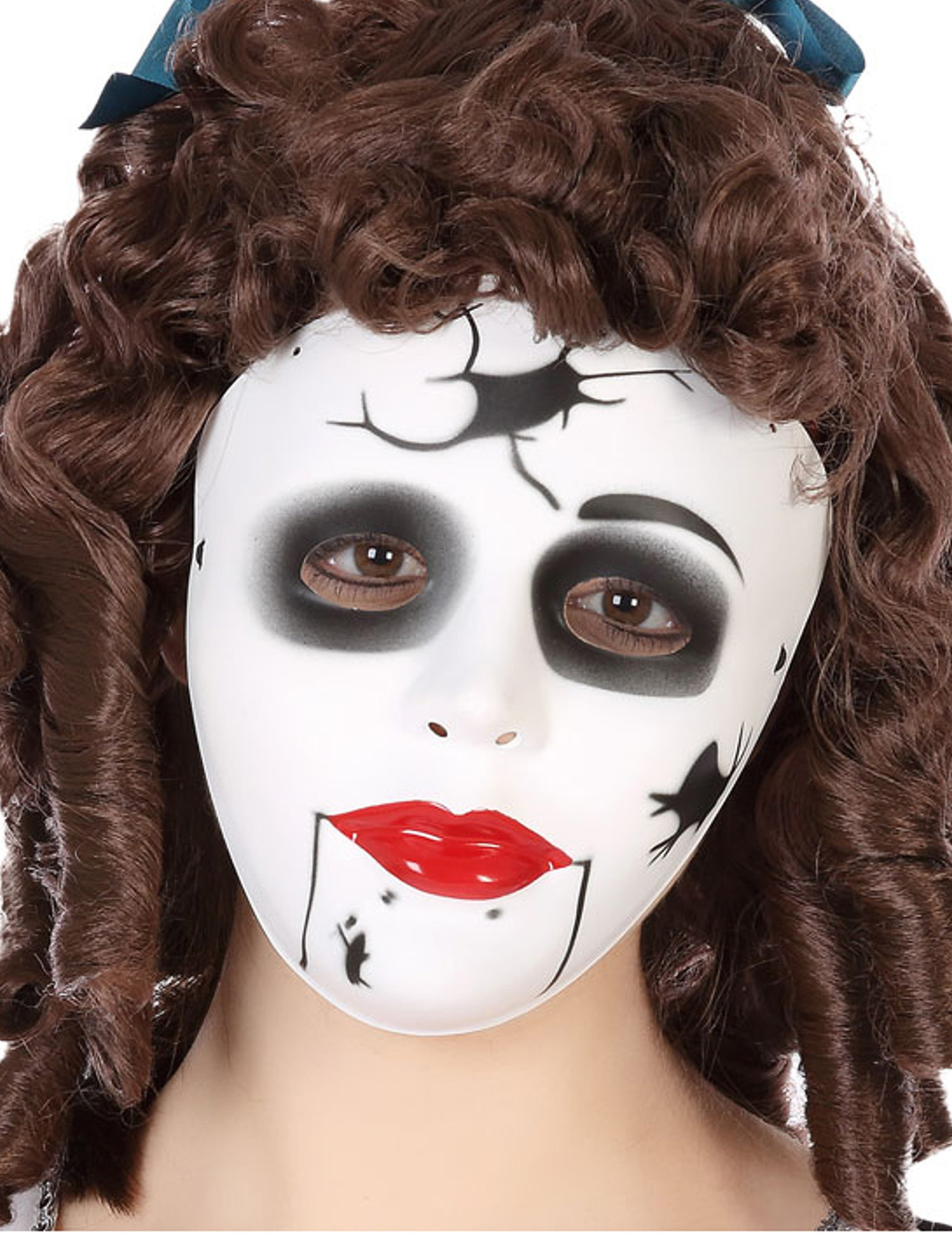 Puppen-Maske schaurige Maske Halloween weiss-schwarz Puppen-Maske schaurige Maske Halloween weiss-schwarz von ATOSA