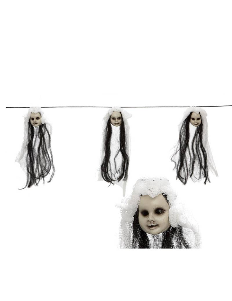 Puppenkopf-Girlande Halloween-Deko schwarz-weiss 153 cm von ATOSA