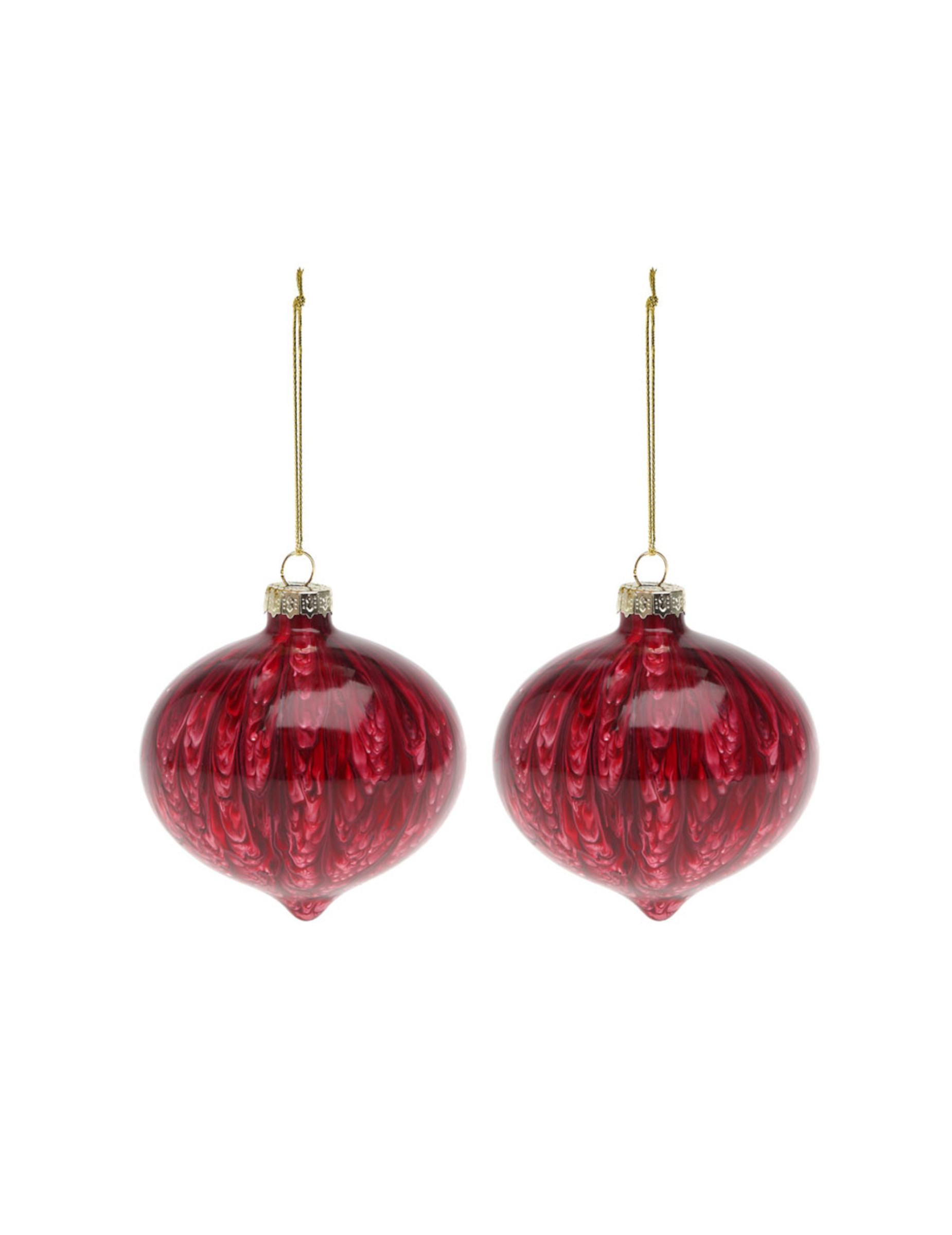 Rautenförmige Christbaumkugeln aus Glas marmoriert 2 Stück rot 8 cm Rautenförmige Christbaumkugeln aus Glas marmoriert 2 Stück rot 8 cm von ATOSA