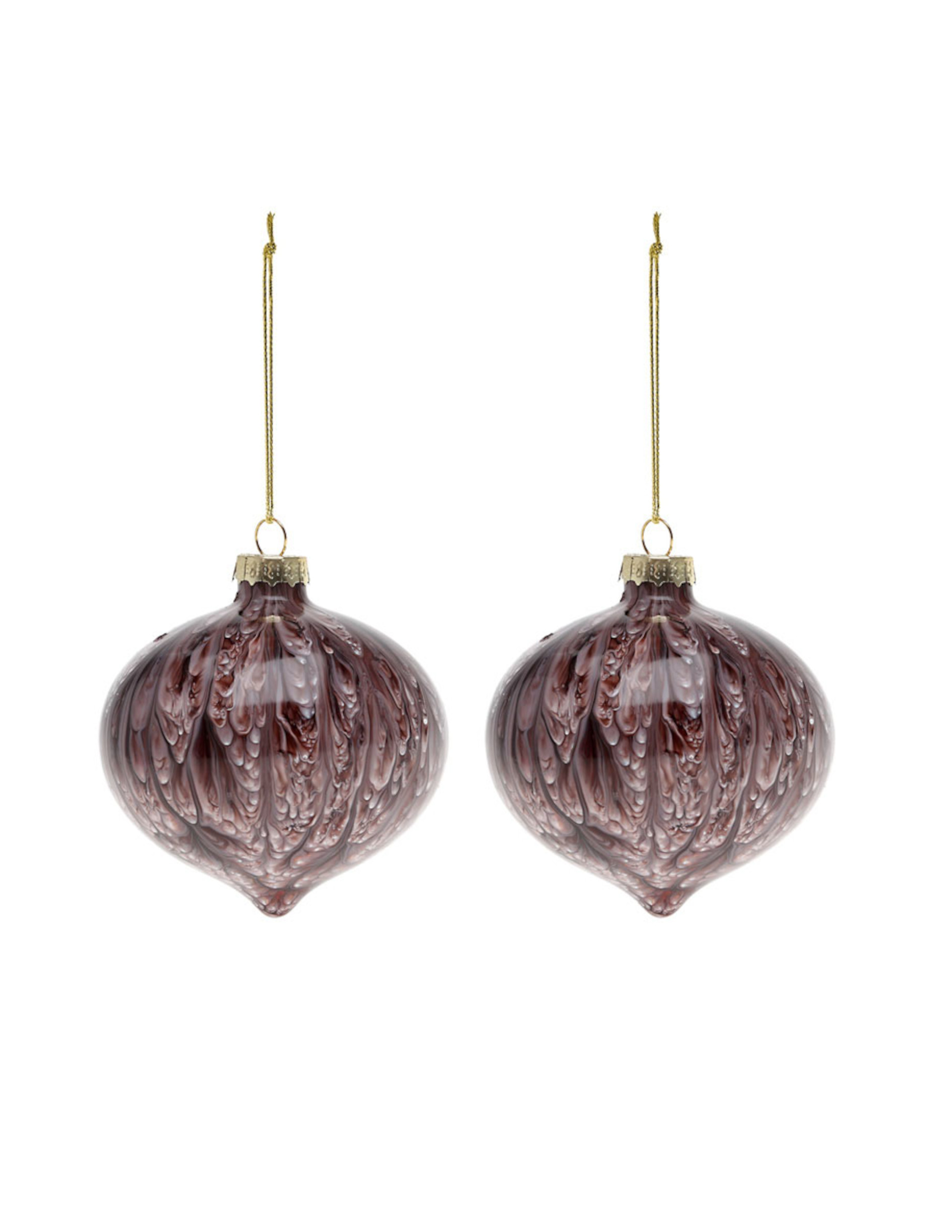 Rautenförmige Christbaumkugeln marmoriert 2 Stück braun 8 cm Rautenförmige Christbaumkugeln marmoriert 2 Stück braun 8 cm von ATOSA