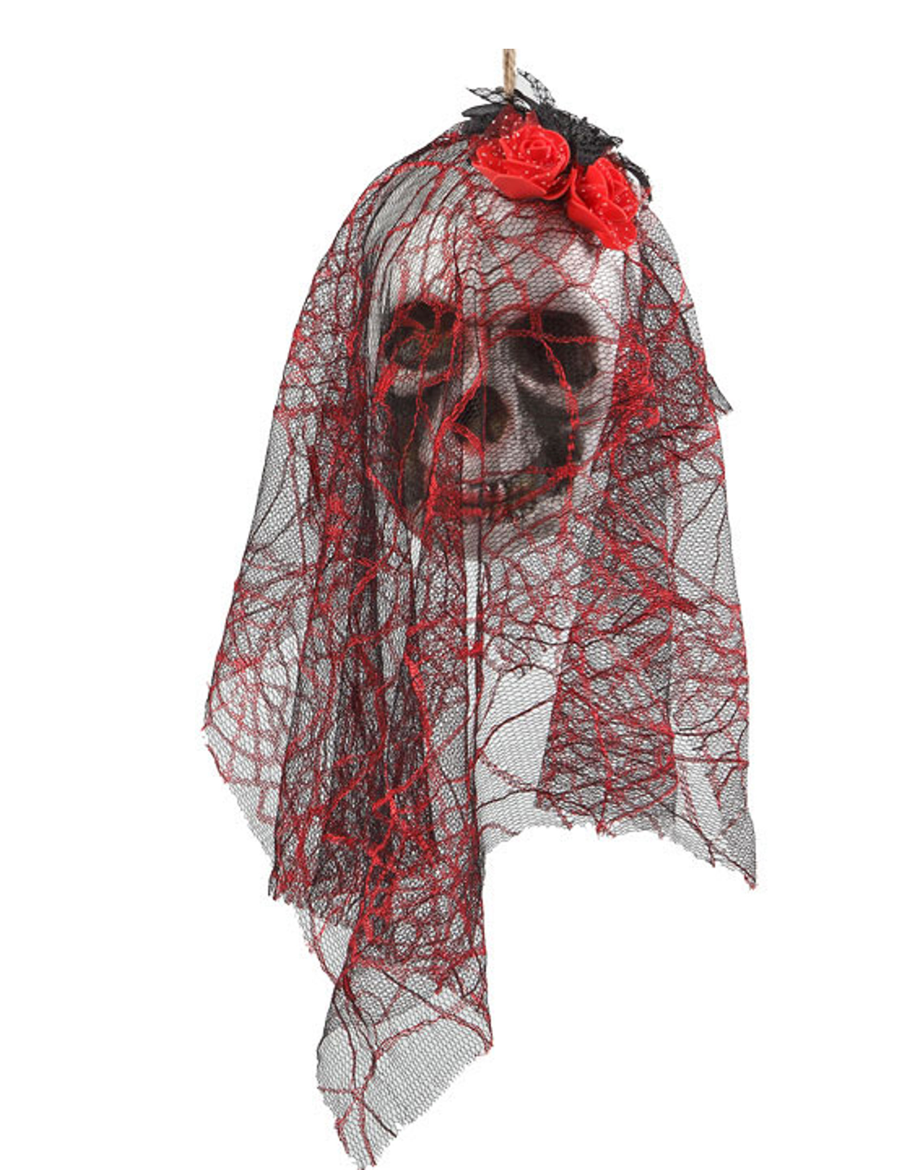 Skelett-Braut-Schädel zum Aufhängen Halloween-Dekoration weiss-schwarz-rot 15x30cm Skelett-Braut-Schädel zum Aufhängen Halloween-Dekoration weiss-schwarz-rot 15x30cm von ATOSA