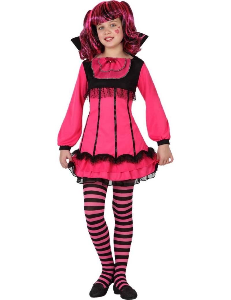 Süsse Vampirin Halloween-Kinderkostüm für Mädchen pink-schwarz Süsse Vampirin Halloween-Kinderkostüm für Mädchen pink-schwarz von ATOSA