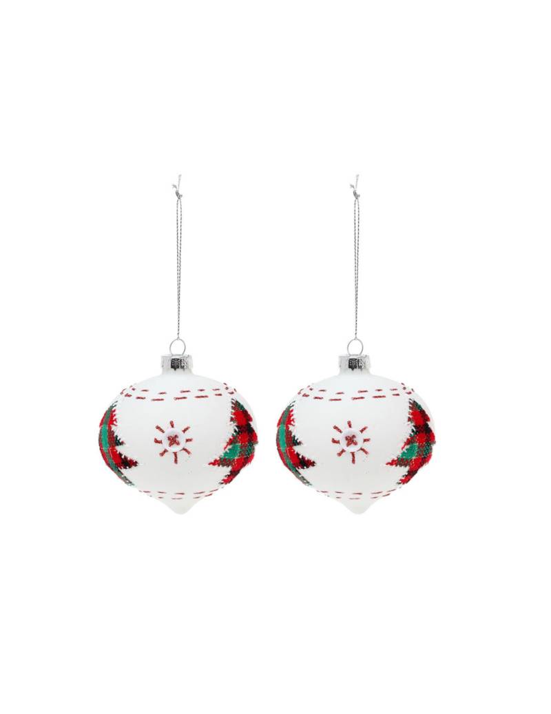 Tannenbaum Weihnachtskugeln 2 Stück weiß-rot-grün 8 cm von ATOSA