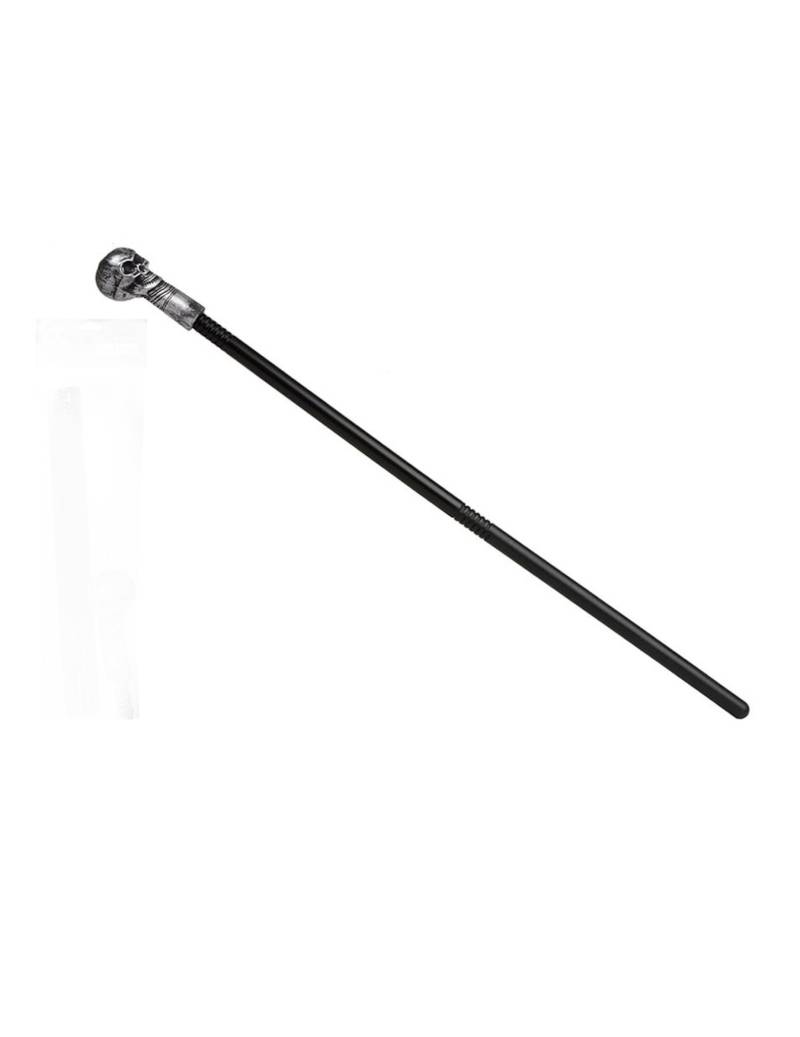 Totenkopf-Zepter Gehstock Halloween-Accessoire schwarz-silber 74 cm von ATOSA