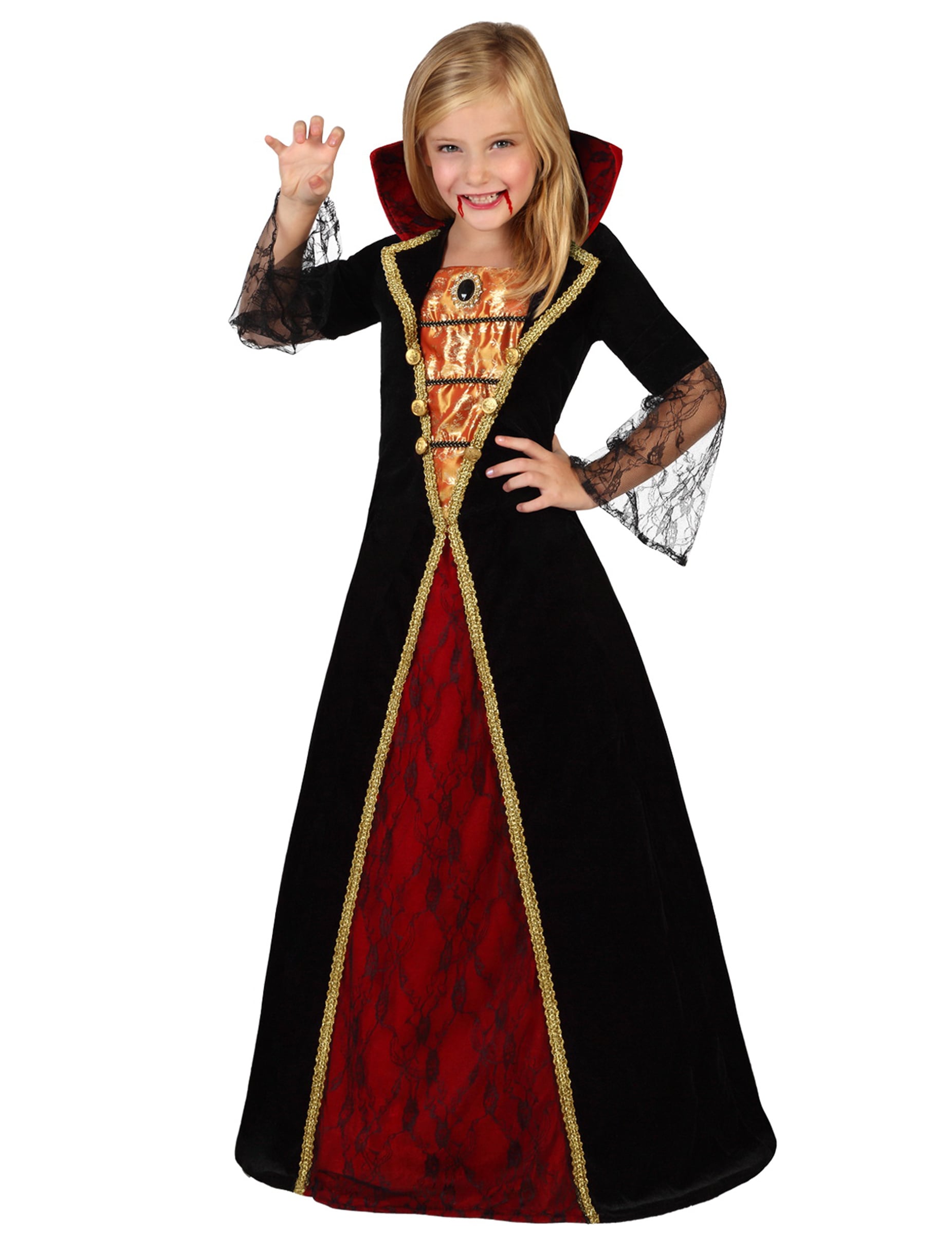 Vampir-Prinzessin Halloween-Kinderkostüm schwarz-rot-gold Vampir-Prinzessin Halloween-Kinderkostüm schwarz-rot-gold von ATOSA
