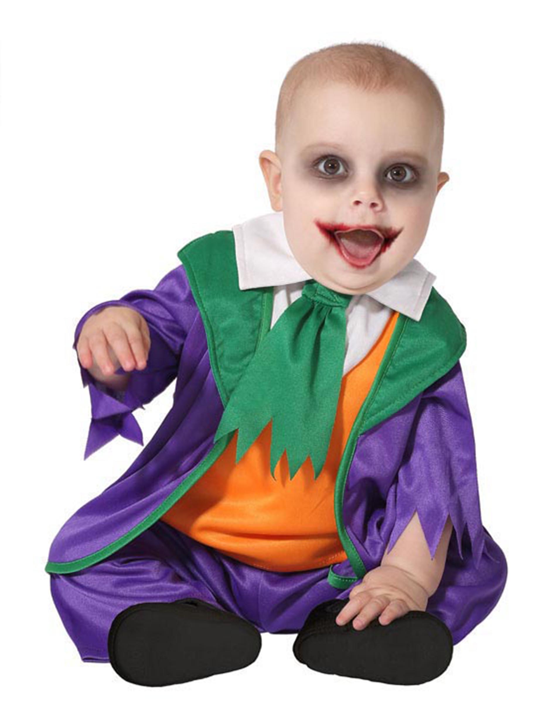 Verrücktes Clown-Kostüm für Babys Halloweenkostüm violett-grün-orange von ATOSA