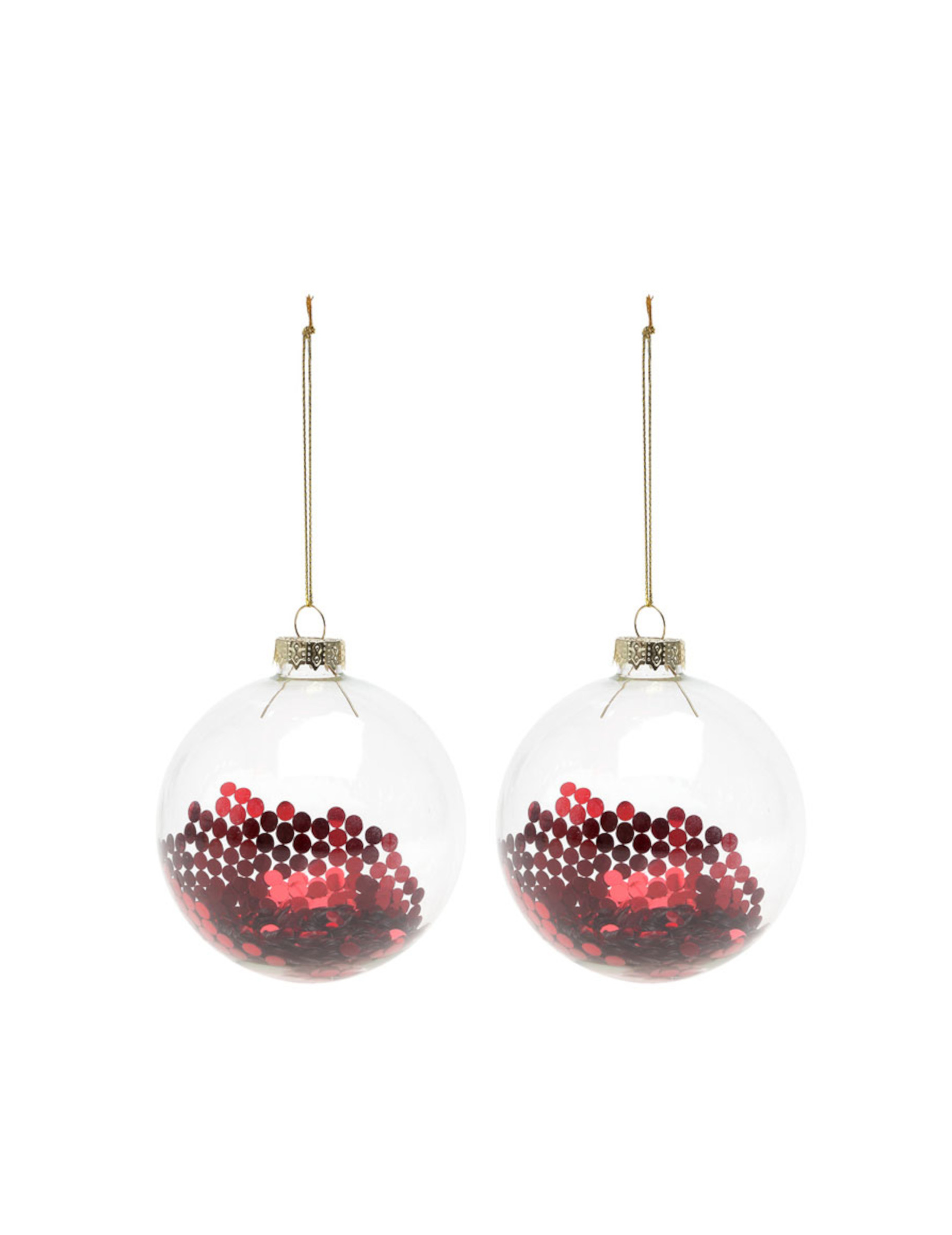 Weihnachtsbaumkugeln aus Glas Glitzer 2 Stück rot-transparent 8 cm Weihnachtsbaumkugeln aus Glas Glitzer 2 Stück rot-transparent 8 cm von ATOSA