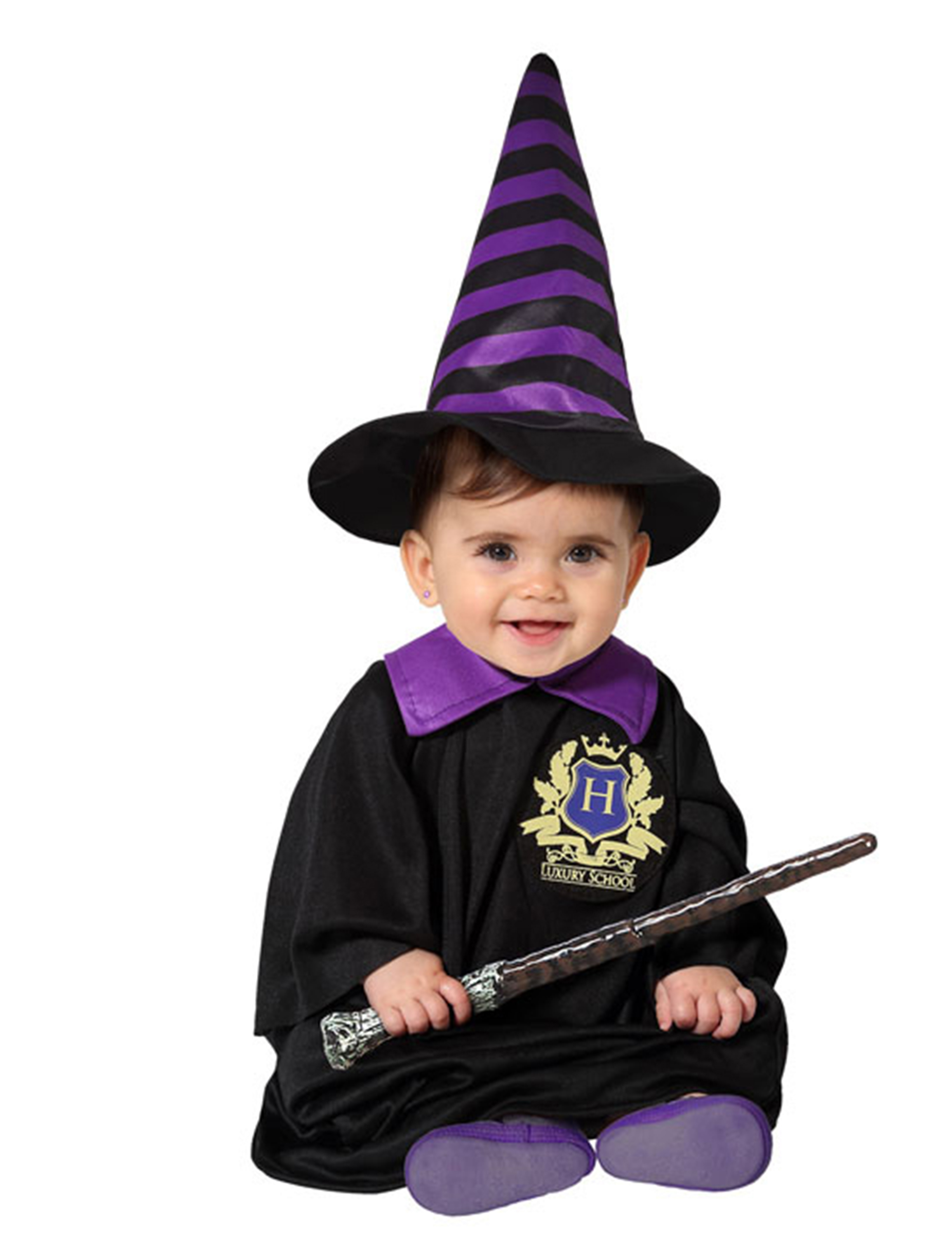 Zauberschüler-Kostüm für Babys Halloween-Kostüm schwarz-violett von ATOSA