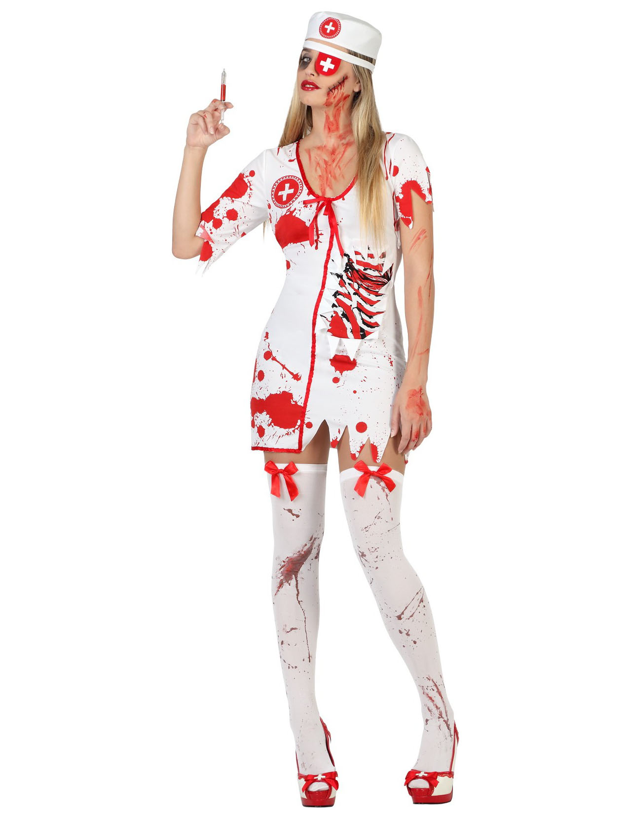 Zombie-Krankenschwester Halloween-Damenkostüm weiss-rot Zombie-Krankenschwester Halloween-Damenkostüm weiss-rot von ATOSA