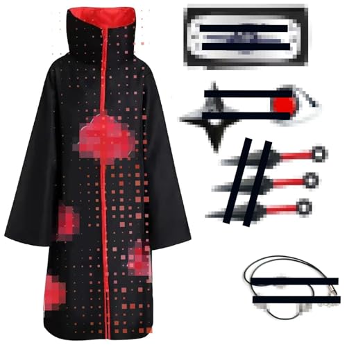 ATOWORLD Akatsuki Mantel für Kinder Erwachsene Cosplay Itachi Kostüm 8 Stück Zubehör Uchiha Itachi Cosplay Akatsuki Kostüm Umhang Karneval Faschingskostüm für Kinder Jungen Mädchen Herren Damen XL ATOWORLD Akatsuki Mantel für Kinder Erwachsene Cosplay Itachi Kostüm 8 Stück Zubehör Uchiha Itachi Cosplay Akatsuki Kostüm Umhang Karneval Faschingskostüm für Kinder Jungen Mädchen Herren Damen XL von ATOWORLD
