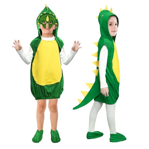 Dinosaurier Kostüm kinder 2-3 Jahre Tier Drachen Kostüm Kinder Jungen Mädchen Dino Kostüm kinder 92 - 104 T Rex Dinokostüm Kinder Dinosaurier Onesie Jumpsuit kostüm Dino Kinder für Karneval Faschings von ATOWORLD