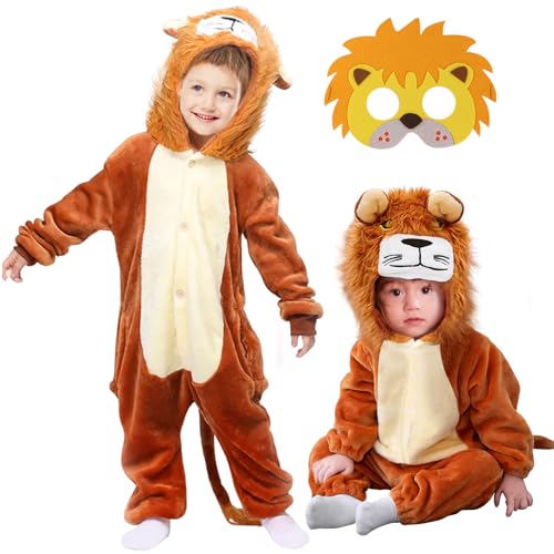 ATOWORLD Löwenkostüm Kinder Baby 68 74 Löwen kostüm Kind Jungen Mädchen Faschings Kostüm Löwe Kind Junge 6-10 Monat Löwe Kostüm Kinder Kostüm Löwen Overall Kleidung für Kleinkind Karneval von ATOWORLD