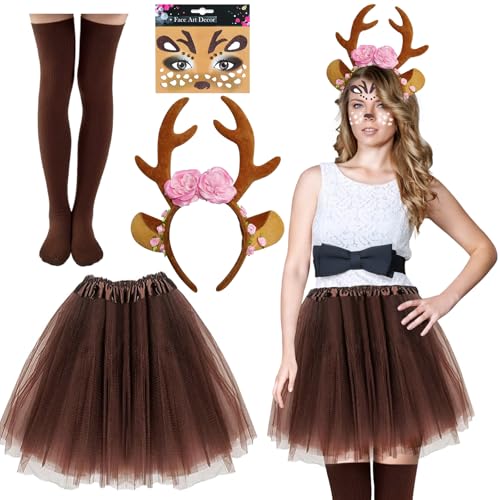 Reh Kostüm Damen mit Brauner Tüllrock Damen Reh Geweih Haarreif Tattoo Socken Rentier Kostüm Erwachsene Karneval Kostüm Damen Reh Bambi Kostüm Damen Tütü Rock Braun Rehkitz Kostüm Damen Fasching Reh Kostüm Damen mit Brauner Tüllrock Damen Reh Geweih Haarreif Tattoo Socken Rentier Kostüm Erwachsene Karneval Kostüm Damen Reh Bambi Kostüm Damen Tütü Rock Braun Rehkitz Kostüm Damen Fasching von ATOWORLD