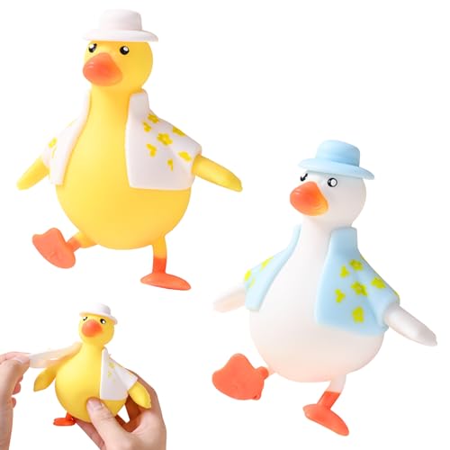ATSGJLZN 2 Stück Ente Anti Stress Spielzeug,Duck Stress Spielzeug aus Gummi,Squeeze Toy für Stressabbau und Antistress Erwachsene und Kinder Enten Geschenke von ATSGJLZN