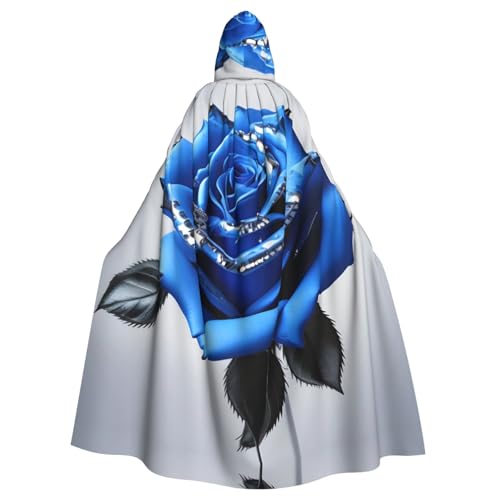 ATTBBH Blauer Rosen-Aufdruck, Kapuzenumhang für Halloween, Rollenspiele und Kostümpartys – bequem und langlebig ATTBBH Blauer Rosen-Aufdruck, Kapuzenumhang für Halloween, Rollenspiele und Kostümpartys – bequem und langlebig von ATTBBH