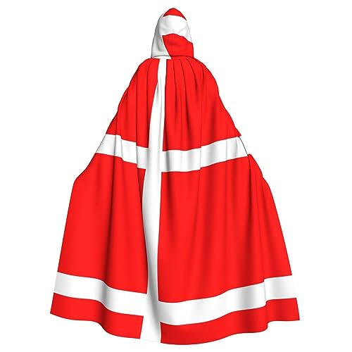 ATTBBH Dänemark, dänische Flagge, bedruckt, Kapuzenumhang für Halloween, Rollenspiele und Kostümpartys – bequem und langlebig ATTBBH Dänemark, dänische Flagge, bedruckt, Kapuzenumhang für Halloween, Rollenspiele und Kostümpartys – bequem und langlebig von ATTBBH