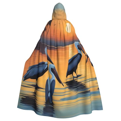 ATTBBH Pelicans Kunstdruck-Umhang mit Kapuze für Halloween, Rollenspiele und Kostümpartys – bequem und langlebig von ATTBBH