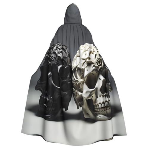 ATTBBH Schwarzer und weißer Totenkopf-Aufdruck, Kapuzenumhang für Halloween, Rollenspiele und Kostümpartys – bequem und langlebig ATTBBH Schwarzer und weißer Totenkopf-Aufdruck, Kapuzenumhang für Halloween, Rollenspiele und Kostümpartys – bequem und langlebig von ATTBBH